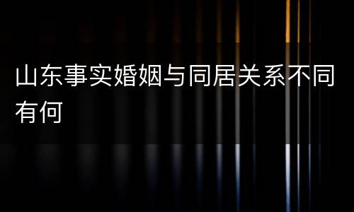 山东事实婚姻与同居关系不同有何