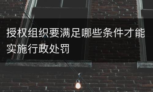 授权组织要满足哪些条件才能实施行政处罚