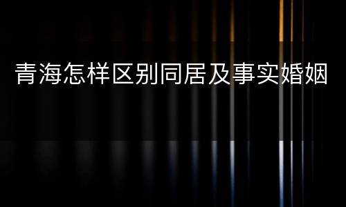 青海怎样区别同居及事实婚姻