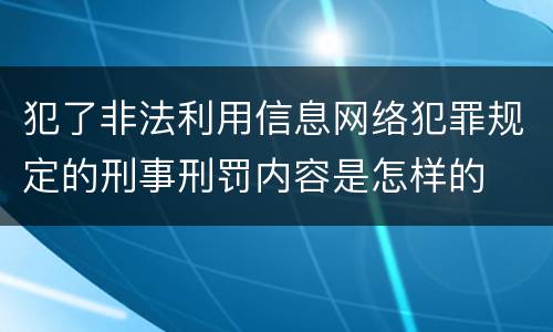 犯了非法利用信息网络犯罪规定的刑事刑罚内容是怎样的