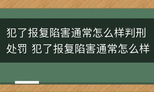 犯了报复陷害通常怎么样判刑处罚 犯了报复陷害通常怎么样判刑处罚呢