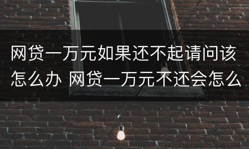 网贷一万元如果还不起请问该怎么办 网贷一万元不还会怎么样