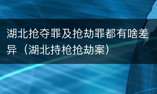 湖北抢夺罪及抢劫罪都有啥差异（湖北持枪抢劫案）