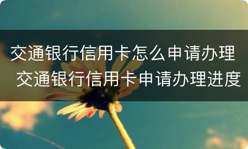 交通银行信用卡怎么申请办理 交通银行信用卡申请办理进度查询