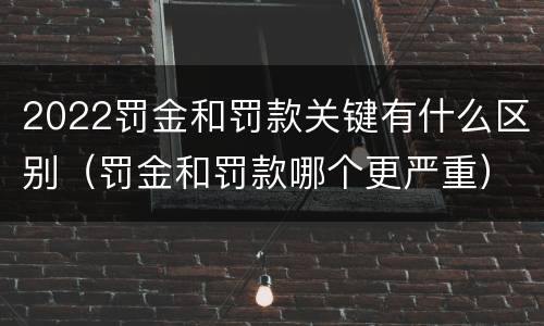 2022罚金和罚款关键有什么区别（罚金和罚款哪个更严重）