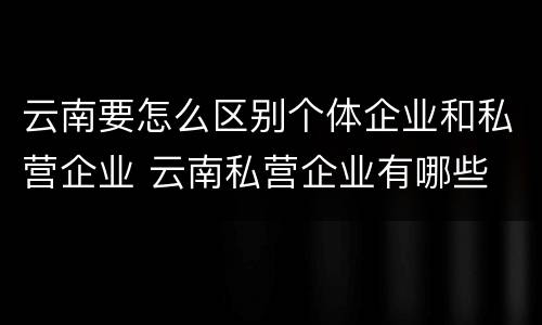 云南要怎么区别个体企业和私营企业 云南私营企业有哪些