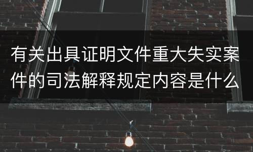 有关出具证明文件重大失实案件的司法解释规定内容是什么