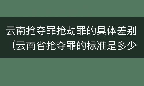 云南抢夺罪抢劫罪的具体差别（云南省抢夺罪的标准是多少?）