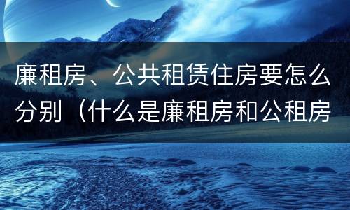 廉租房、公共租赁住房要怎么分别（什么是廉租房和公租房两个有什么特点）