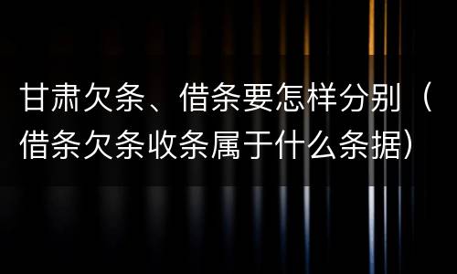 甘肃欠条、借条要怎样分别（借条欠条收条属于什么条据）