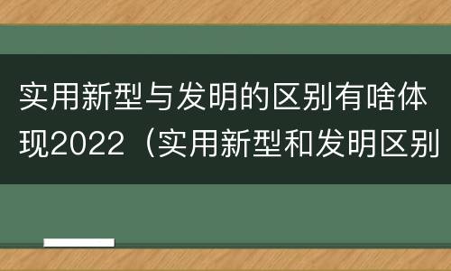 实用新型与发明的区别有啥体现2022（实用新型和发明区别）