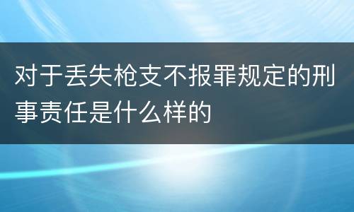 对于丢失枪支不报罪规定的刑事责任是什么样的