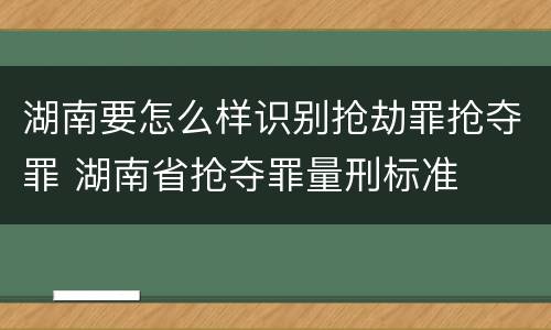 湖南要怎么样识别抢劫罪抢夺罪 湖南省抢夺罪量刑标准