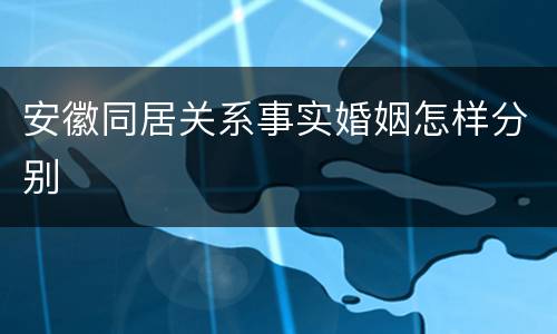 安徽同居关系事实婚姻怎样分别