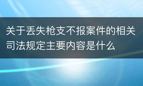 关于丢失枪支不报案件的相关司法规定主要内容是什么