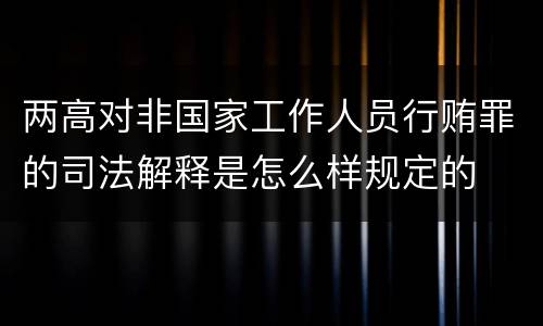 两高对非国家工作人员行贿罪的司法解释是怎么样规定的