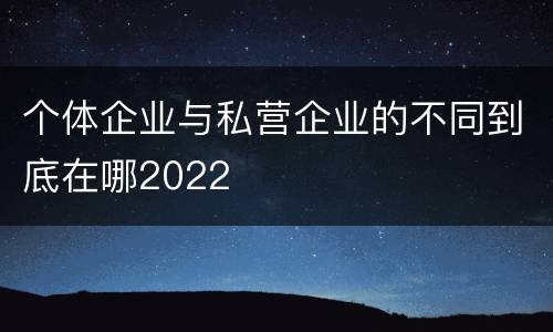 个体企业与私营企业的不同到底在哪2022