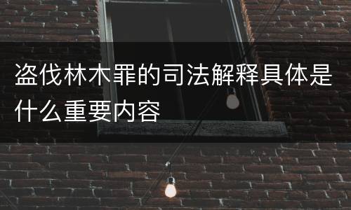 盗伐林木罪的司法解释具体是什么重要内容