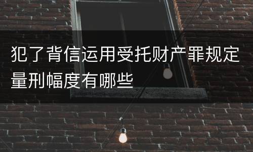 犯了背信运用受托财产罪规定量刑幅度有哪些