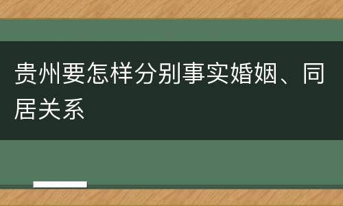 贵州要怎样分别事实婚姻、同居关系