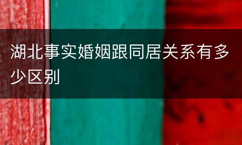 湖北事实婚姻跟同居关系有多少区别