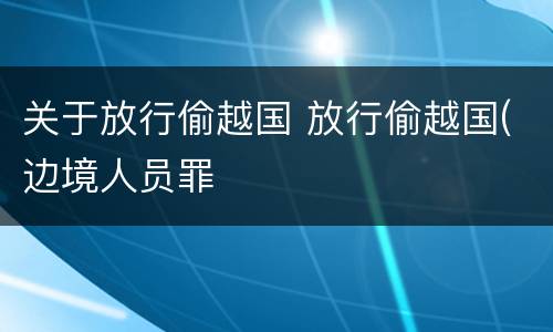 关于放行偷越国 放行偷越国(边境人员罪