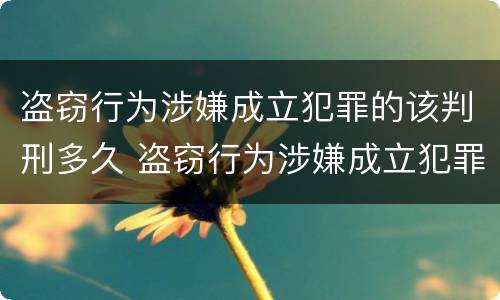 盗窃行为涉嫌成立犯罪的该判刑多久 盗窃行为涉嫌成立犯罪的该判刑多久可以减刑