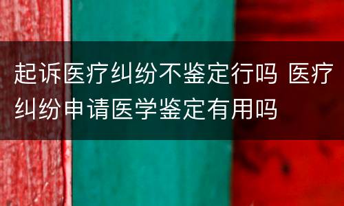 起诉医疗纠纷不鉴定行吗 医疗纠纷申请医学鉴定有用吗