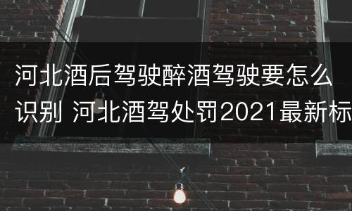 河北酒后驾驶醉酒驾驶要怎么识别 河北酒驾处罚2021最新标准