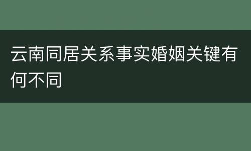 云南同居关系事实婚姻关键有何不同