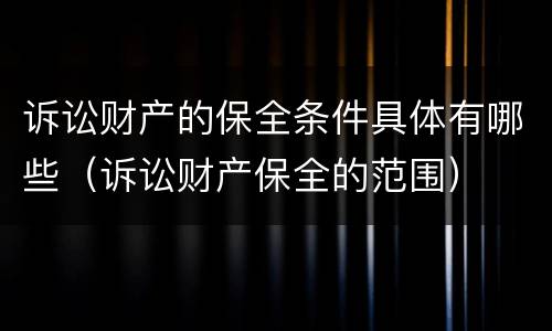 诉讼财产的保全条件具体有哪些（诉讼财产保全的范围）