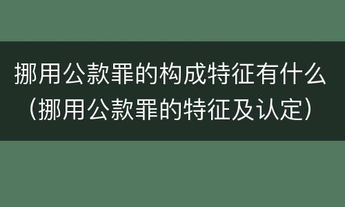 挪用公款罪的构成特征有什么（挪用公款罪的特征及认定）