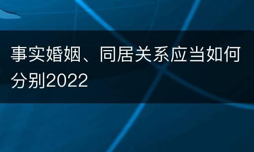 事实婚姻、同居关系应当如何分别2022