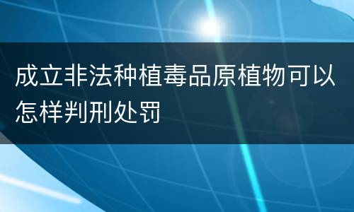 成立非法种植毒品原植物可以怎样判刑处罚