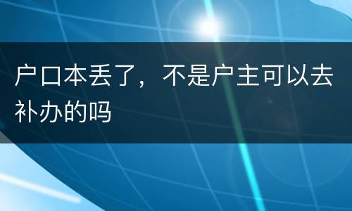 户口本丢了，不是户主可以去补办的吗