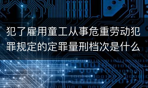 犯了雇用童工从事危重劳动犯罪规定的定罪量刑档次是什么样的