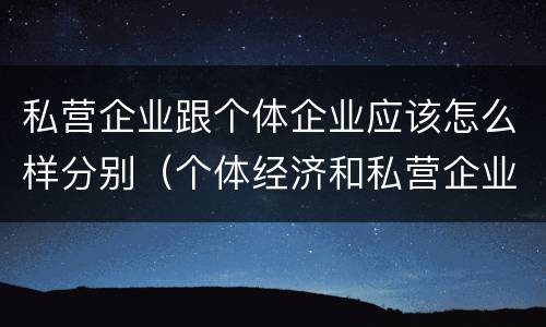 私营企业跟个体企业应该怎么样分别（个体经济和私营企业的区别）