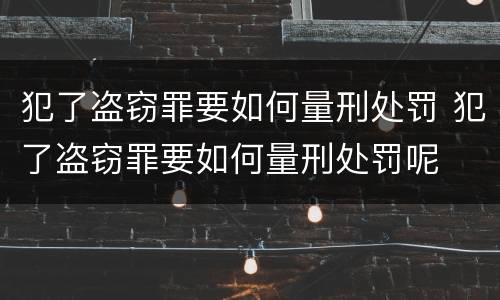 犯了盗窃罪要如何量刑处罚 犯了盗窃罪要如何量刑处罚呢