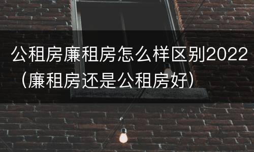 公租房廉租房怎么样区别2022（廉租房还是公租房好）