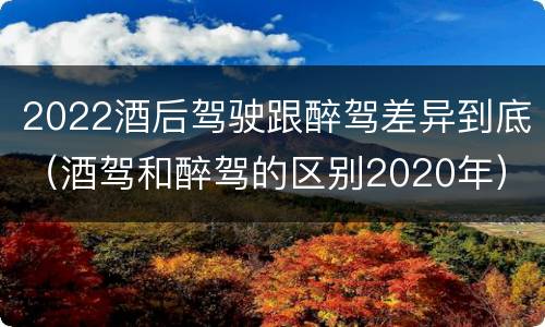 2022酒后驾驶跟醉驾差异到底（酒驾和醉驾的区别2020年）