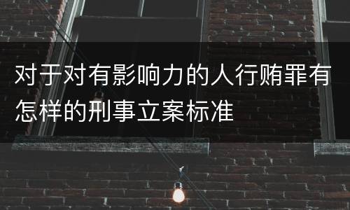 对于对有影响力的人行贿罪有怎样的刑事立案标准