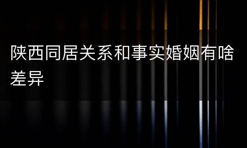 陕西同居关系和事实婚姻有啥差异