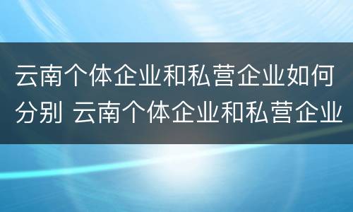 云南个体企业和私营企业如何分别 云南个体企业和私营企业如何分别管理