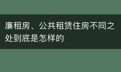 廉租房、公共租赁住房不同之处到底是怎样的