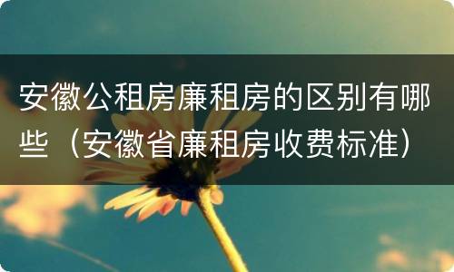 安徽公租房廉租房的区别有哪些（安徽省廉租房收费标准）