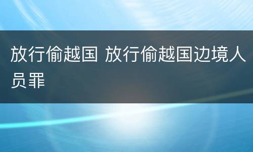 放行偷越国 放行偷越国边境人员罪