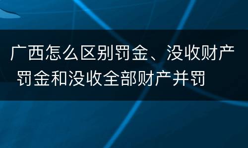 广西怎么区别罚金、没收财产 罚金和没收全部财产并罚