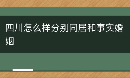 四川怎么样分别同居和事实婚姻