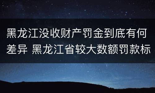 黑龙江没收财产罚金到底有何差异 黑龙江省较大数额罚款标准