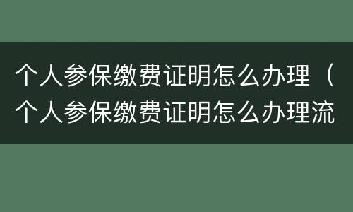 个人参保缴费证明怎么办理（个人参保缴费证明怎么办理流程）